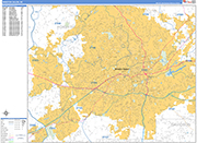 Winston Salem  Wall Map Basic Style